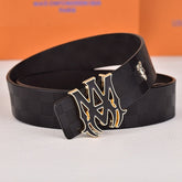 Amiri Belt Black checkered pattern Golden deer logo